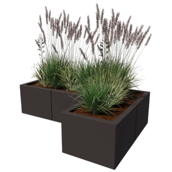 Acél virágláda - L-alak - 120 x 80 x 30 cm - RAL9010 matt (fehér) - Fenéklemezzel