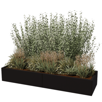 Acél virágláda XXL - Téglalap - 200 x 60 x 40 cm - RAL9005 matt (fekete) - Fenéklemez nélkül