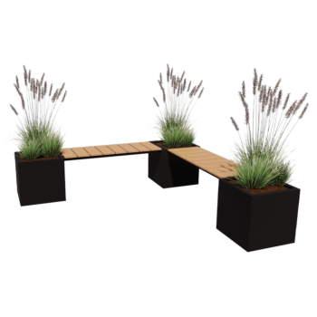 Acél virágláda - Négyzet - Sarokelrendezés - 221,2 x 221,2 x 50 cm - Más RAL szín - Fenéklemezzel - Paddal