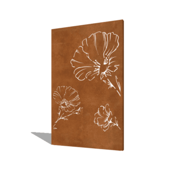 Corten acél panel pipacs 120 x 6 x 190 cm