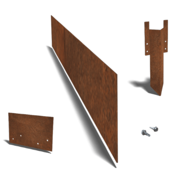 Corten acél szegély egyenes 15 cm-es teljes készlet 24 méterenként
