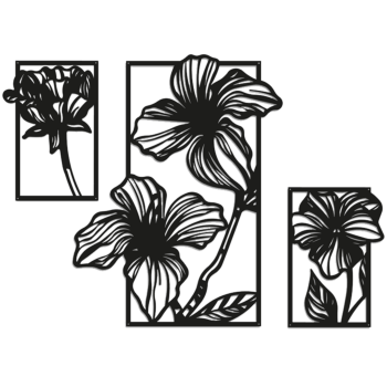 Acél fali dekoráció - Virágok 3-delig Large - 97,2 x 141,4 cm