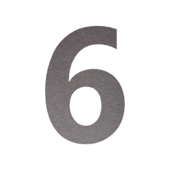 Rozsdamentes acél házszám 6 - 33,6 x 50 cm - Szálcsiszolt
