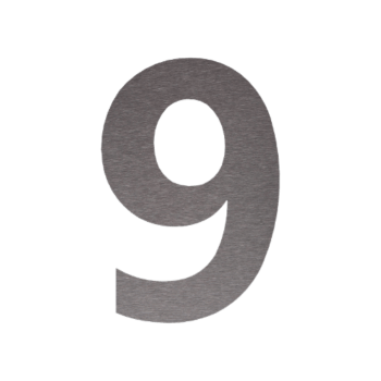 Rozsdamentes acél házszám 9 - 33,2 x 50 cm - Szálcsiszolt