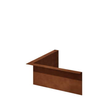 Corten acél ágyásszegély - Rögzített - Belső sarok - Magasság 12 cm