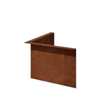 Corten acél szegély vastag 22 cm belső sarok