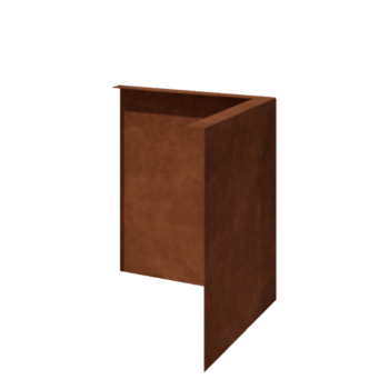 Corten acél ágyásszegély - Rögzített - Külső sarok - Magasság 34 cm