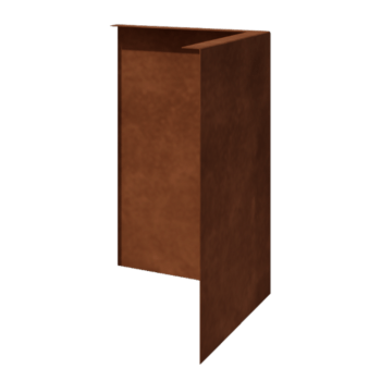 Corten acél ágyásszegély - Rögzített - Külső sarok - Magasság 45 cm