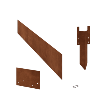 Corten acél szegély egyenes 15 cm teljes készlet 15 méterenként