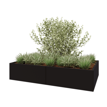 Acél virágláda XXL - Téglalap - 200 x 120 x 40 cm - RAL9005 matt (fekete) - Fenéklemez nélkül