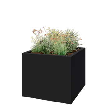 Üvegszálas virágláda - Négyzet - 120 x 120 x 100 cm - RAL7021 matt (fekete szürke) - Alátéttel
