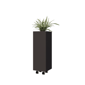 Acél virágláda - Négyzet - 30 x 30 x 80 cm - Más RAL szín - Fenéklemezzel - Kerekekkel