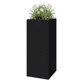 Üvegszálas virágláda - Négyzet - 50 x 50 x 120 cm - RAL7021 matt (fekete szürke) - Alátéttel