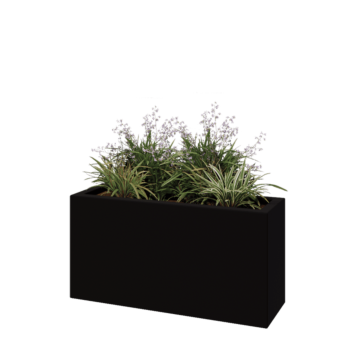 Üvegszálas virágláda - Téglalap alakú - 100 x 30 x 50 cm - RAL9005 matt (fekete) - Alátéttel