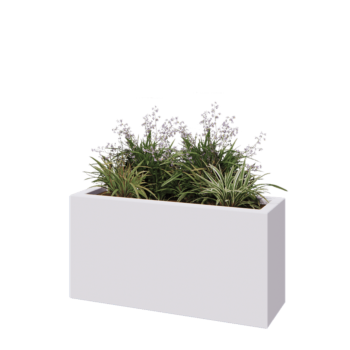 Üvegszálas virágláda - Téglalap alakú - 100 x 30 x 50 cm - RAL9010 matt (fehér) - Alátéttel