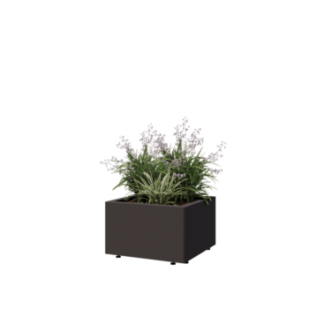 Acél virágláda - Négyzet - 50 x 50 x 30 cm - RAL7016 matt (antracitszürke) - Fenéklemezzel - Lábakkal