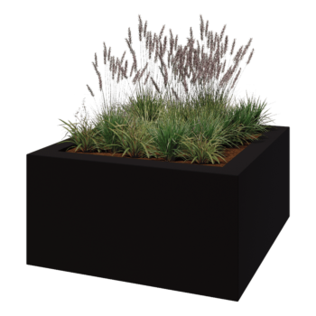 Üvegszálas virágláda - Négyzet - 160 x 160 x 80 cm - RAL9005 matt (fekete) - Alátéttel