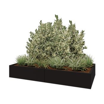 Acél virágláda XXL - Téglalap - 200 x 100 x 30 cm - RAL9005 matt (fekete) - Fenéklemezzel