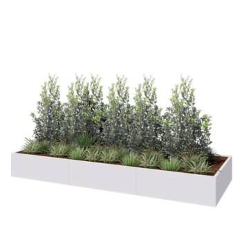 Acél virágláda XXL - Téglalap - 360 x 120 x 40 cm - RAL9010 matt (fehér) - Fenéklemez nélkül