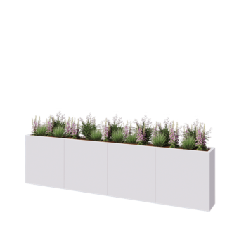 Acél virágláda XXL - Téglalap - 320 x 30 x 80 cm - RAL9010 matt (fehér) - Fenéklemez nélkül