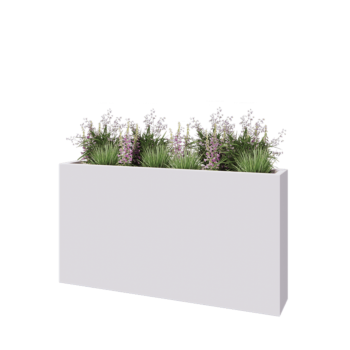 Üvegszálas virágláda - Téglalap alakú - 150 x 25 x 80 cm - RAL9010 matt (fehér) - Alátéttel