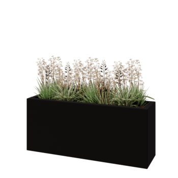 Üvegszálas virágláda - Téglalap alakú - 120 x 30 x 50 cm - RAL9005 matt (fekete) - Alátéttel