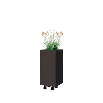 Acél virágláda - Négyzet - 30 x 30 x 60 cm - Más RAL szín - Fenéklemezzel - Kerekekkel
