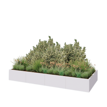 Acél virágláda XXL - Téglalap - 320 x 120 x 40 cm - RAL9010 matt (fehér) - Fenéklemezzel