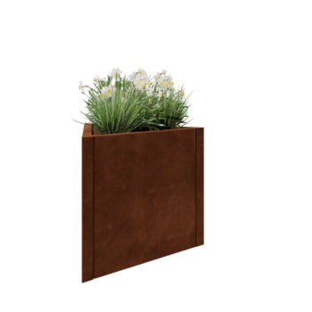 Corten acél virágláda - Egyenlő oldalú háromszög - 70,6 x 61 x 60 cm - Fenéklemez nélkül