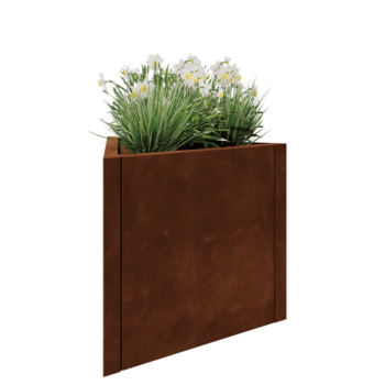 Corten acél virágláda - Egyenlő oldalú háromszög - 70,6 x 61 x 60 cm - Fenéklemez nélkül