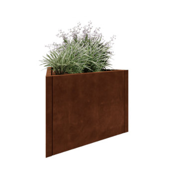 Corten acél virágláda - Egyenlő oldalú háromszög - 90,6 x 78,3 x 60 cm - Fenéklemez nélkül