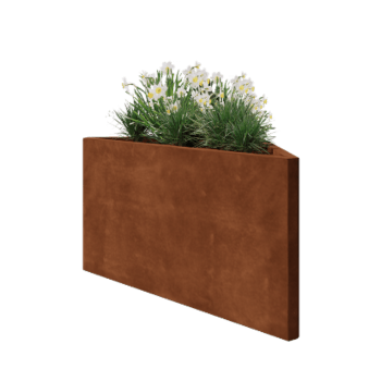 Corten acél virágláda - Egyenlőtlen oldalú háromszög - 112,2 x 60,5 x 60 cm - Fenéklemez nélkül