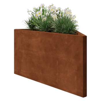 Corten acél virágláda - Egyenlőtlen oldalú háromszög - 112,2 x 60,5 x 60 cm - Fenéklemez nélkül