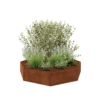 Corten acél virágláda - Nyolcszög - 241,4 x 241,4 x 40 cm - Fenéklemez nélkül