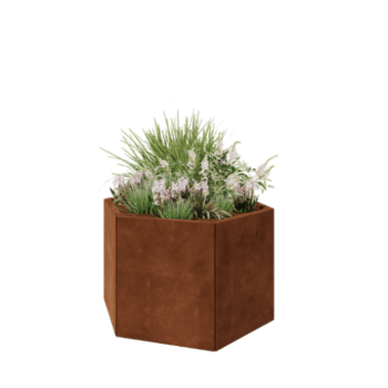 Corten acél virágláda - Hatszög - 99,3 x 86,6 x 60 cm - Fenéklemez nélkül