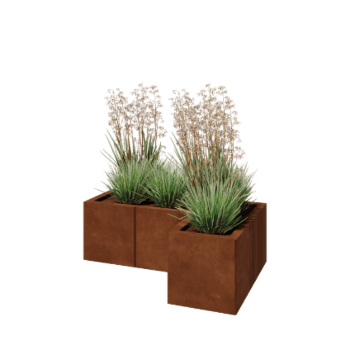 Corten acél virágláda - L-alak - 90 x 60 x 30 cm - Fenéklemezzel