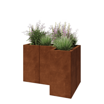 Corten acél virágláda - L-alak - 90 x 60 x 60 cm - Fenéklemez nélkül