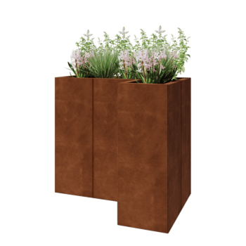 Corten acél virágláda - L-alak - 90 x 60 x 80 cm - Fenéklemezzel