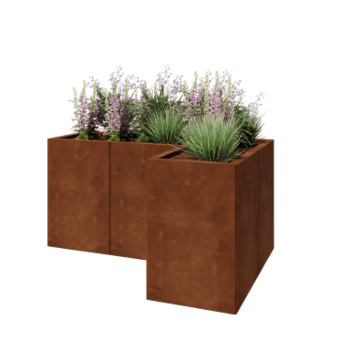 Corten acél virágláda - L-alak - 120 x 80 x 60 cm - Fenéklemez nélkül