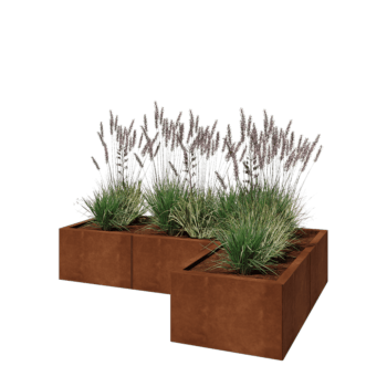 Corten acél virágláda - L-alak - 150 x 100 x 30 cm - Fenéklemez nélkül