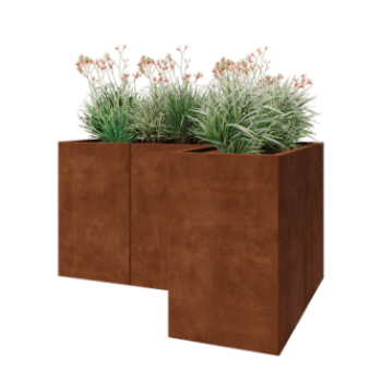 Corten acél virágláda - L-alak - 150 x 100 x 80 cm - Fenéklemez nélkül