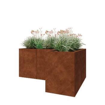 Corten acél virágláda - L-alak - 180 x 120 x 80 cm - Fenéklemezzel