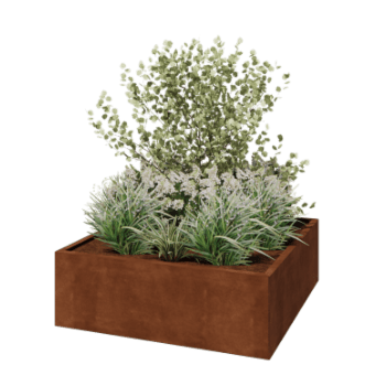 Corten acél virágláda - Négyzet - 120 x 120 x 40 cm - Fenéklemez nélkül Corten acél virágláda - Négyzet - 120 x 120 x 40 cm - Fenéklemez nélkül