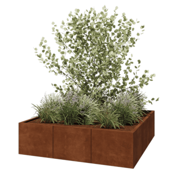 Corten acél virágláda XXL - Négyzet - 150 x 150 x 40 cm - Fenéklemez nélkül