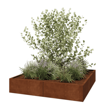 Corten acél virágláda XXL - Négyzet - 160 x 160 x 30 cm - Fenéklemez nélkül