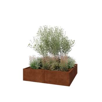 Corten acél virágláda XXL - Négyzet - 160 x 160 x 40 cm - Fenéklemez nélkül