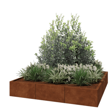 Corten acél virágláda XXL - Négyzet - 180 x 180 x 30 cm - Fenéklemez nélkül