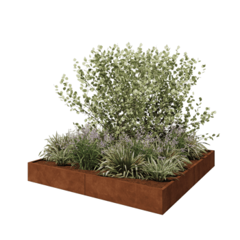 Corten acél virágláda XXL - Négyzet - 240 x 240 x 30 cm - Fenéklemez nélkül