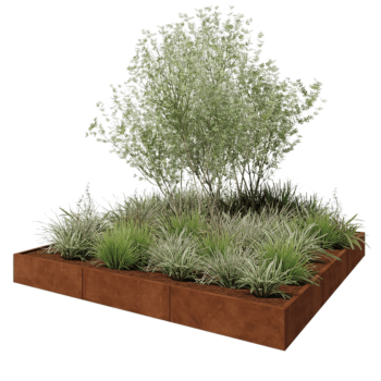 Corten acél virágláda XXL - Négyzet - 300 x 300 x 30 cm - Fenéklemez nélkül