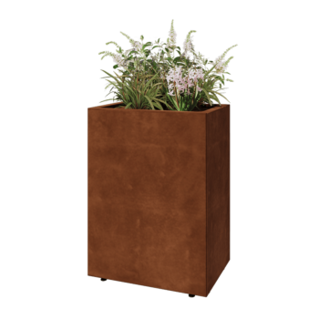 Corten acél virágláda - Téglalap - 60 x 40 x 80 cm - Fenéklemezzel - Lábakkal